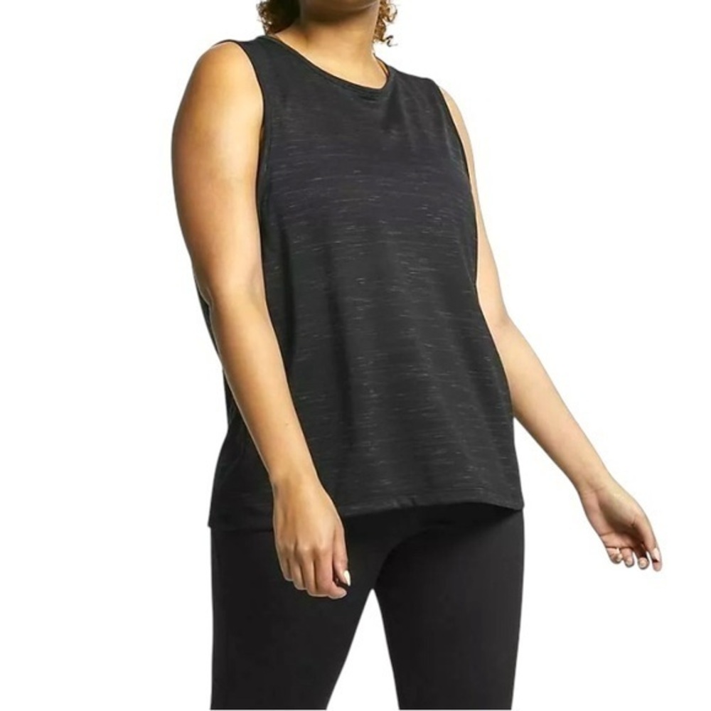 Nike Women's Plus Size 1X Dry-Fit Legend Training Top Space Dye Black Gray